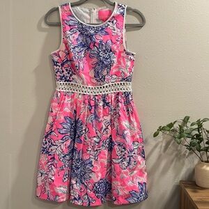 Lilly Pulitzer Size 2 Floral Alivia Dress Fit Flare Sleeveless Resortwear Summer